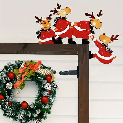 Christmas Door Frame Decoration Santa Claus Wooden Christmas Decorations Happy New Year 2027 Door Frame Trim Wood Xmas Decor