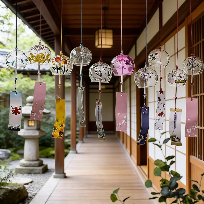 1PCSJapanese Wind Chime, Glass Furin, Handmade Wind Bell, Home Decor, Office Decor, Zen Decor, Summer Wind Chime, Japanese Craft