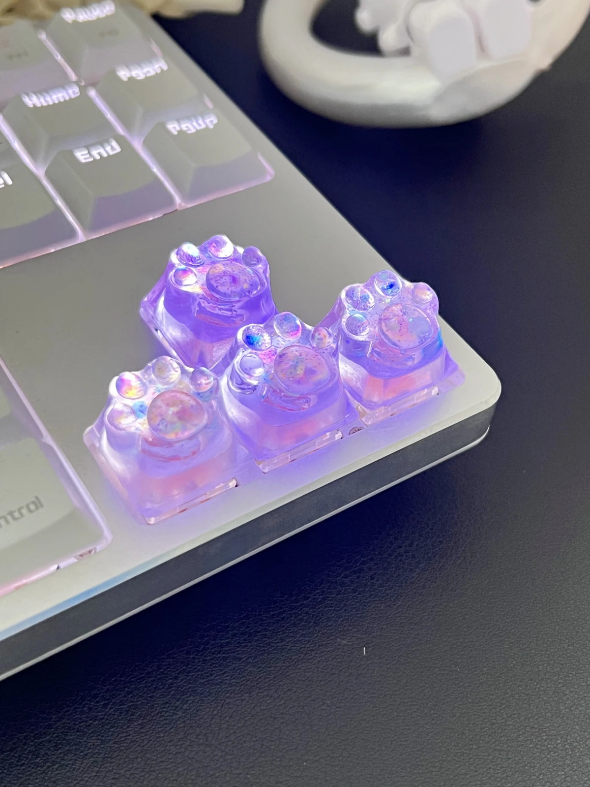 4Pcs New Hot Sale Translucent Cat Claw Keycap Cross Axis Mechanical Keyboard Keycap Decoration
