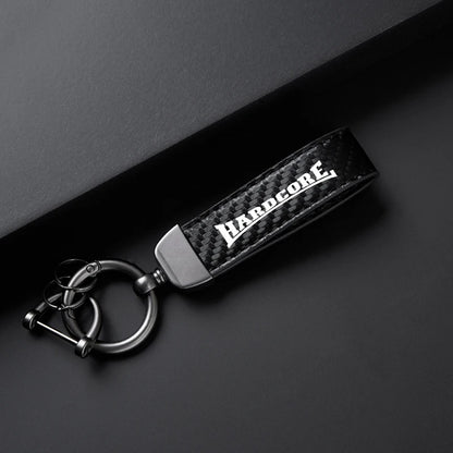 JDM Car Accessories Hardcore High-Grade Carbon Fiber Leather Car Ring Keychain Trinket Zinc Alloy Keyrings Rotate 360 Degrees