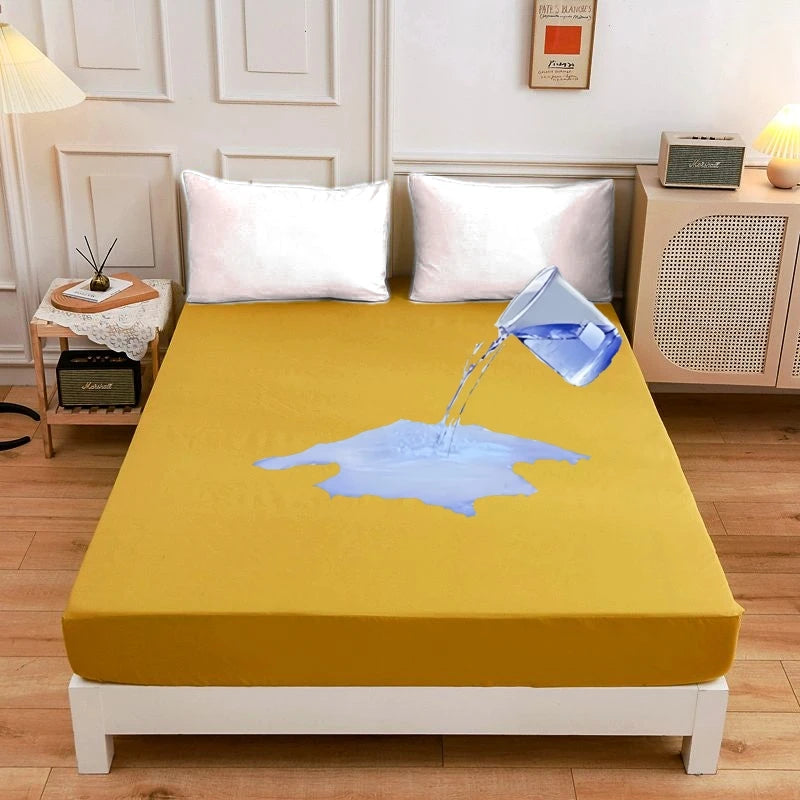 Kuup Safe Waterproof Mattress Protector Soft Comfortable Breathable Solid Color Fitted Bedding Cover No Pillowcases Included