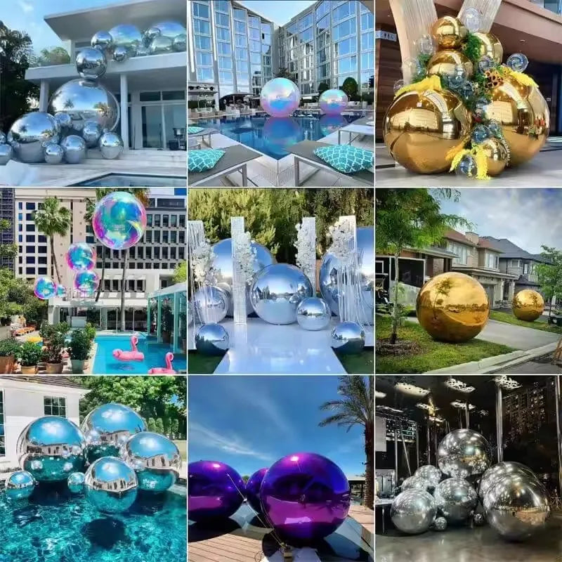 Giant Inflatable Mirror Christmas Ball Decoration — Large, Shiny, Reflective Balloon Ornament