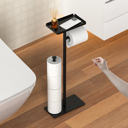 Vertical Toilet Paper Holder with Shelf, Toilet Paper Storage, Multi Roll Paper Storage Rack, Bathroom, Black, Bathroom Storage