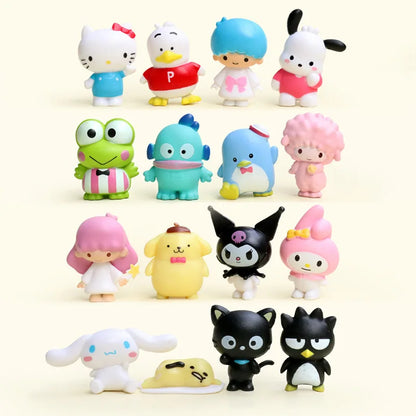 Kawaii Sanrio Anime Figure Cinnamoroll Kuromi Doll Strawberry Bear Action Figures DIY Cake Decorate Toys Gifts For Children