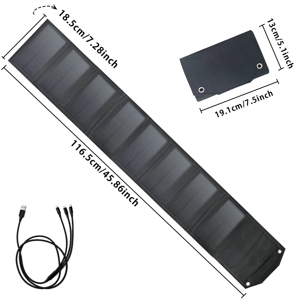 LEAORLD 80W Solar Panel Charger, 8-Foldable Solar Panel Fast Charging, Dual USB Solar Phone Charger, Monocrystalline High Effici