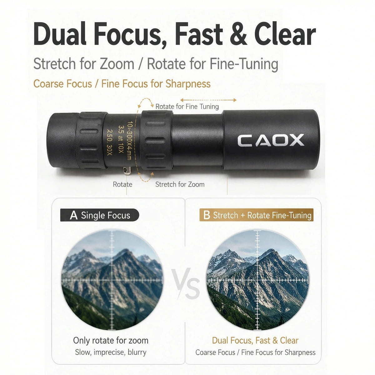 CAOX 10-30x25HD Binoculars Portable Professional Monocular Powerful Long Distance, Suitable for Hunting, Outdoor, and Concerts