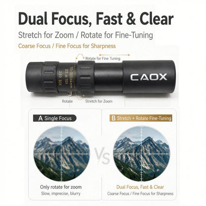 CAOX 10-30x25HD Binoculars Portable Professional Monocular Powerful Long Distance, Suitable for Hunting, Outdoor, and Concerts