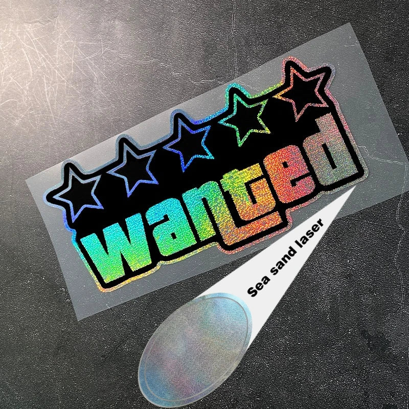 Pentagram Wanted Motorcycle Stickers Waterproof DIY Motorbike Fuel Tank Helmet Box Car Window Trunk Body Durable Vinyl Decals