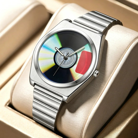 2026 Men's Quartz Watch with Round Dial Design Personalized Graffiti Digital Patterns Simple Yet Retro Fashionable High-End Men