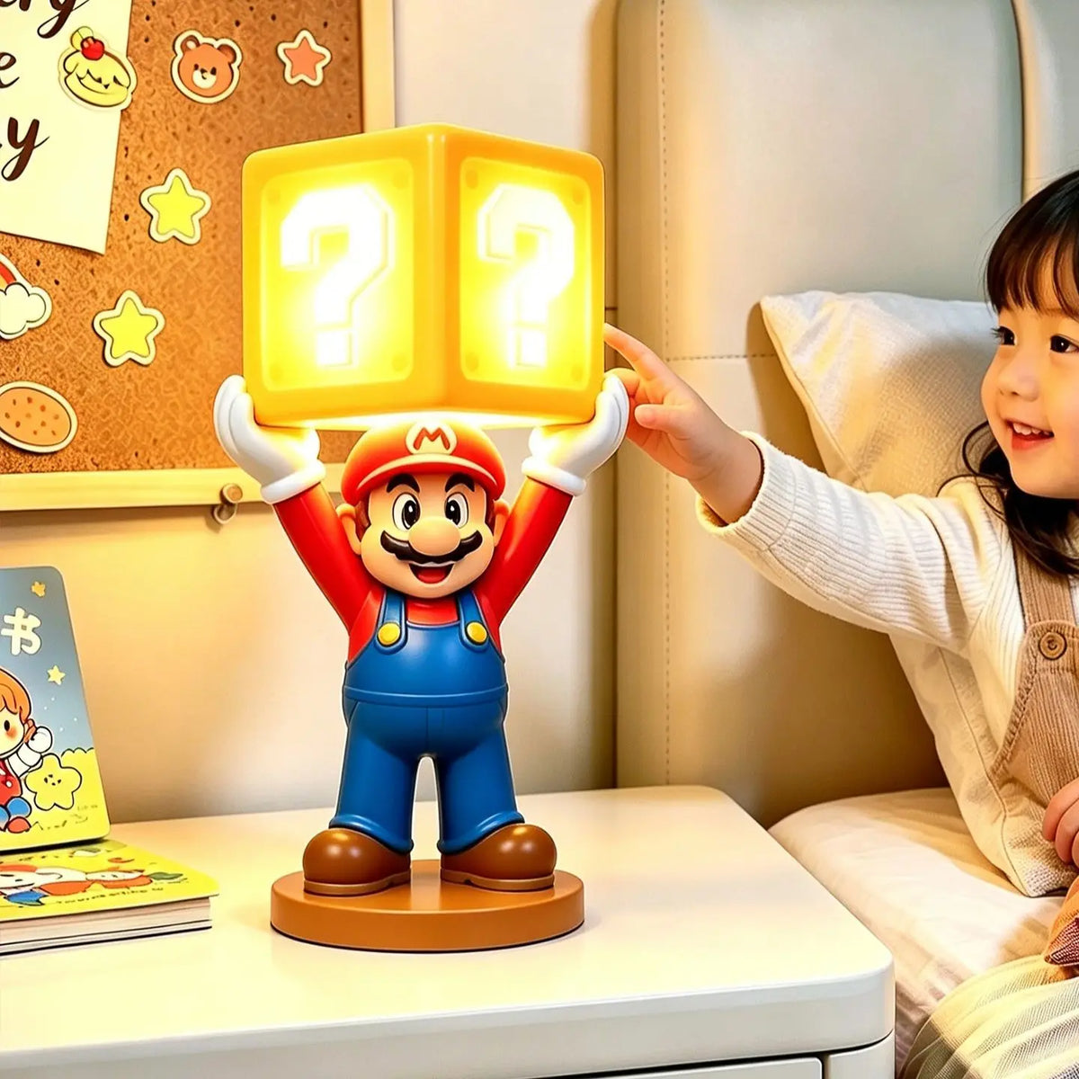Mario Question Mark Night Light, Kids Figurine Ambient Lamp, Fun Ornament, Soft Bedside Light, Creative Gift