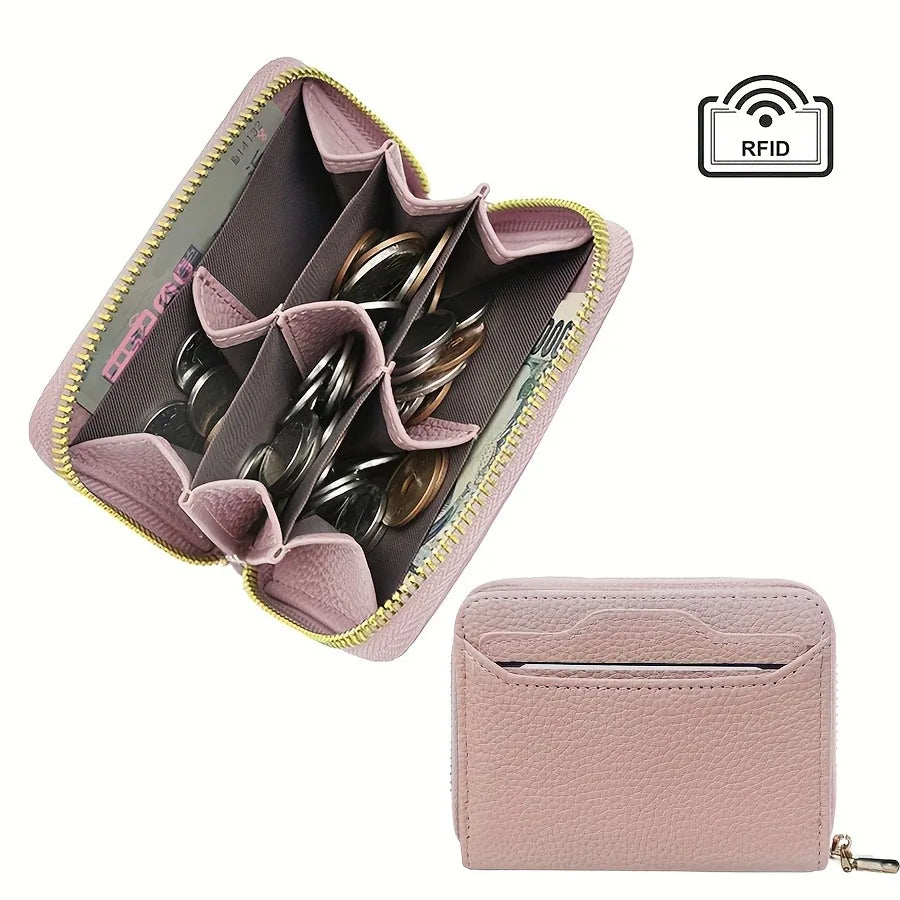 Mini Credit Card Wallet ID Card Holder, Unisex Small Wallet, Thin Zippered Short Coin Purse