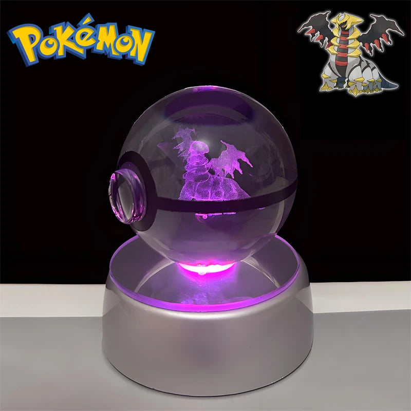 Pokemon 3D Crystal POKE BALL Figure Toys Snivy Dragonair Blastoise Venusaur Milotic Raichu Night Light LED Lamp Base Model Dolls