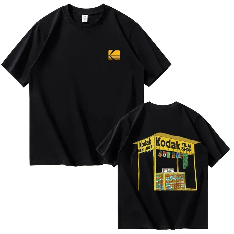Kodak Summer Brand Men T-shirt Cotton Solid Color Daily Graphic Print Casual Breathable Short Sleeve Top Tees Women Clothing