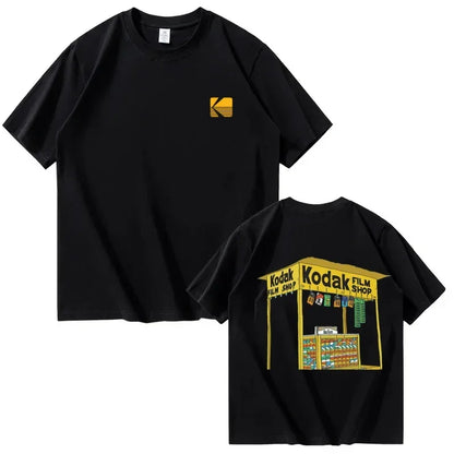 Kodak Summer Brand Men T-shirt Cotton Solid Color Daily Graphic Print Casual Breathable Short Sleeve Top Tees Women Clothing