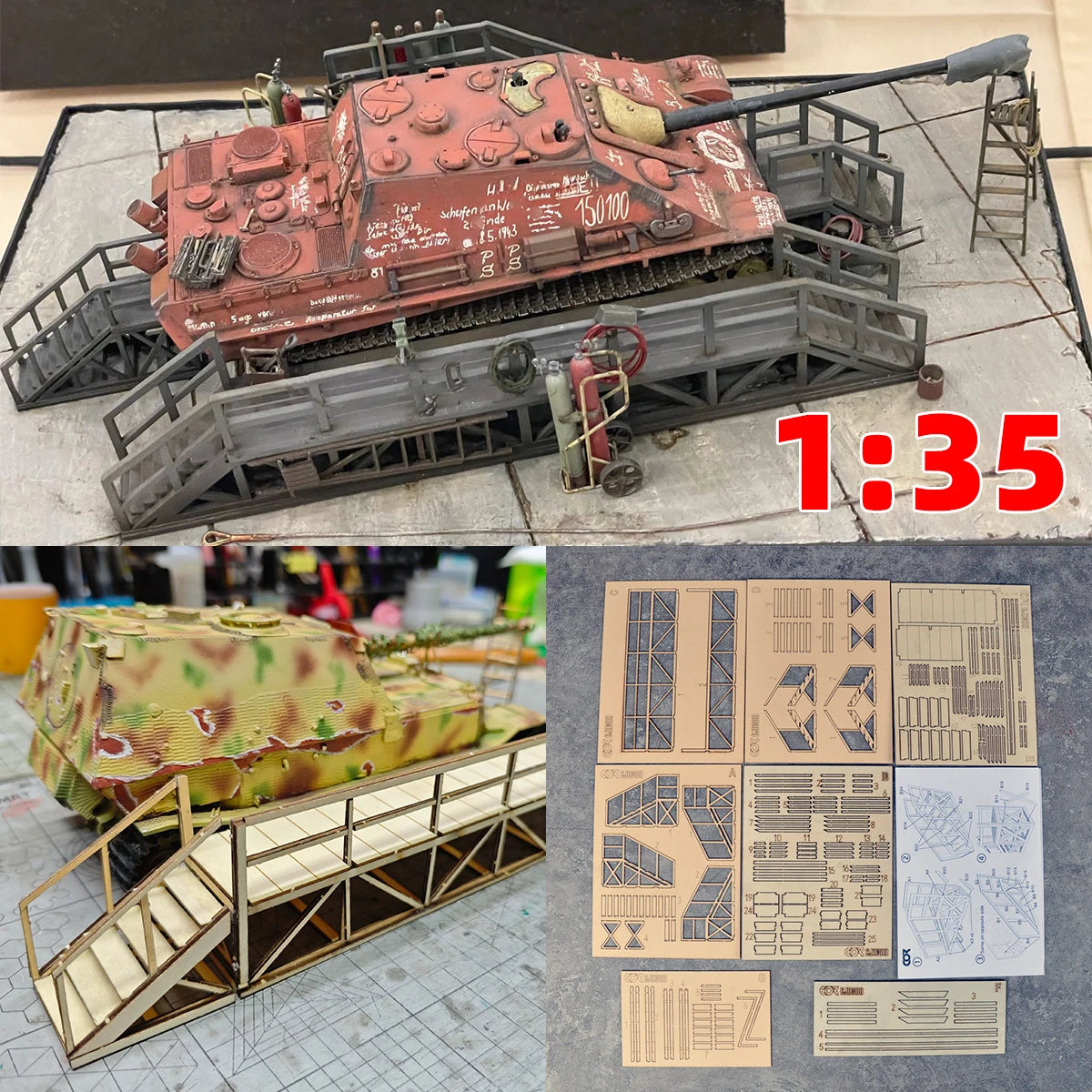 Assembly Architectural Model Miniature Tank Factory Repair Ladder Maintenance Ladder Scaffolding Diorama Scale Model Kit 1/35