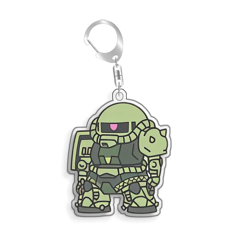Keychain for Gundam MS-06S Zaku Ll White Cabin Backpack Pendant Anime Game Fans Gift Recycled Acrylic Decoration Rare Card Toy