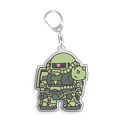 Keychain for Gundam MS-06S Zaku Ll White Cabin Backpack Pendant Anime Game Fans Gift Recycled Acrylic Decoration Rare Card Toy