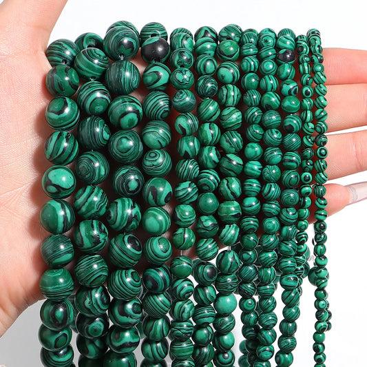 1 Strand Malachite Stone Beads 4/6/8/10/12mm Round Spacers Natural Stone Beads For Jewelry Making DIY Necklace Bracelet Supplies