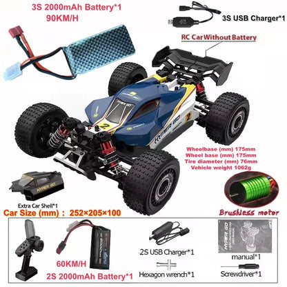 90KM/H Brushless RC Car 4WD Big Electric High Speed Off-Road Climbing Remote Control Drift Car Vehical Truck RC Racing Car Toys