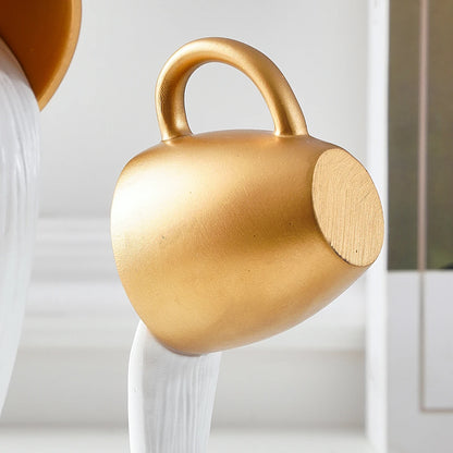 1PC, a three-dimensional suspended anti-gravity tipping coffee cup decorative item made of resin.
