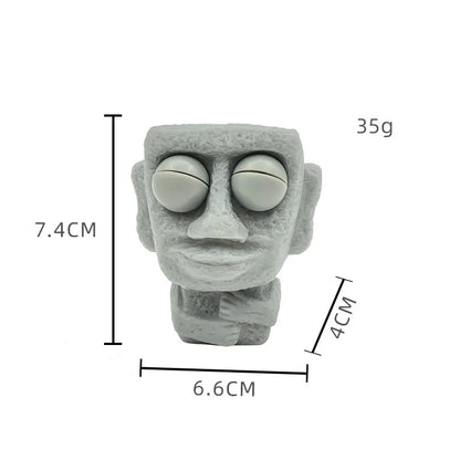 Stone Man Releases Stress Toy Slowly Rebounds Soft Moai Statue Squeeze Eyes Interested Expression Relaxes Stress Children's Gift