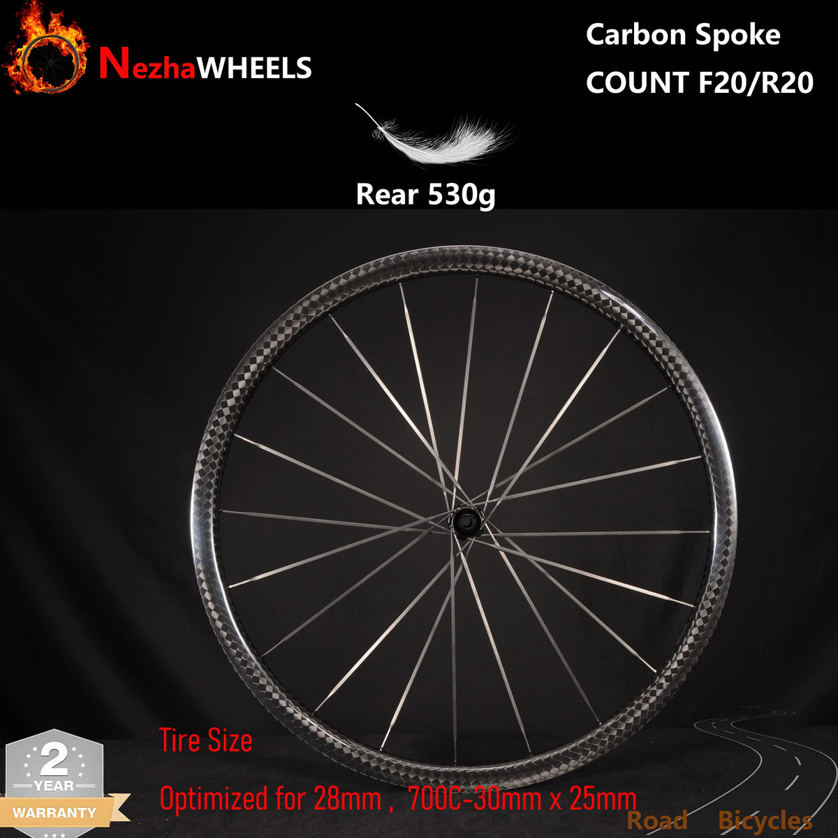 Only 980g Ultralight 700c 25mm Wide Carbon Spoke Racing Wheelset, Disc Brake Tubeless Road Bicycle Wheelset