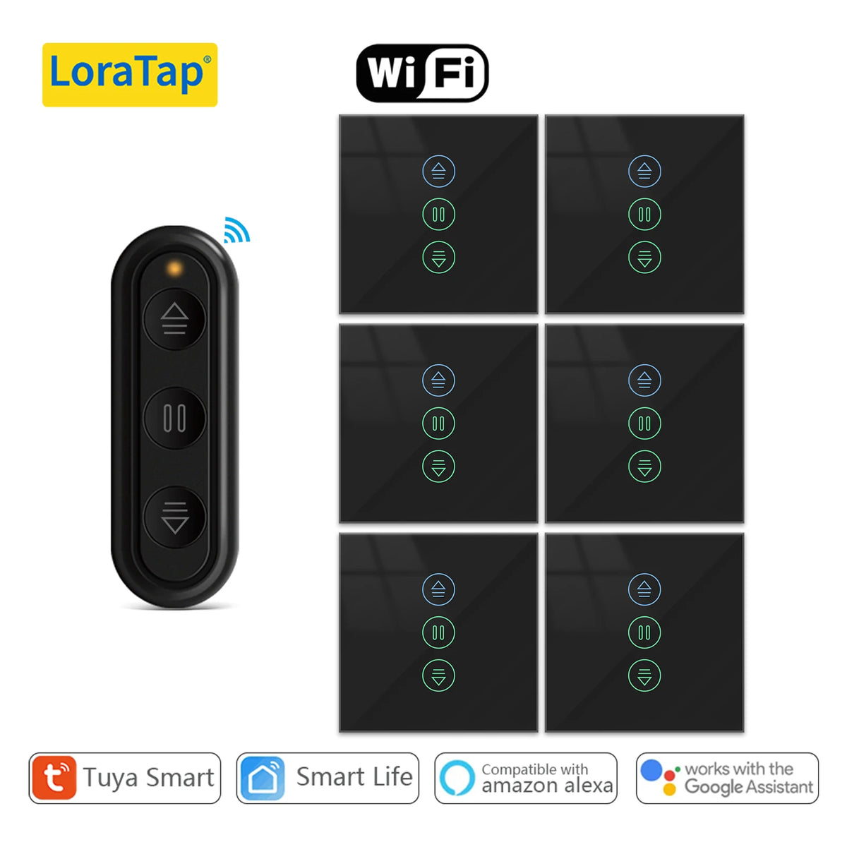 Tuya Black Curtain Roller Shutter Blinds Switch Smart Life App Percentage Progress Remote Control Google Assistant Alexa