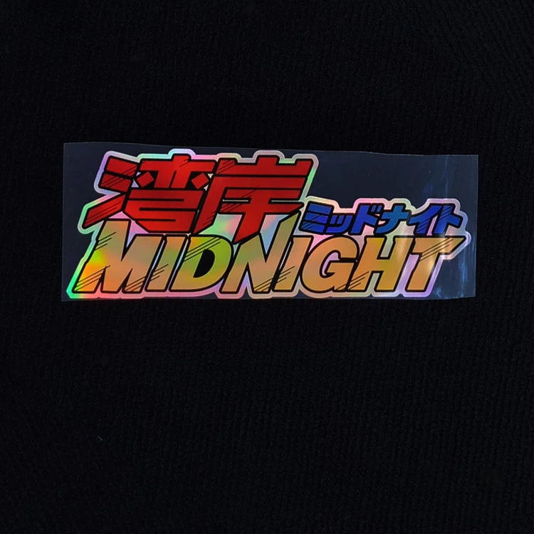 1PC MIDNIGHT JDM Laser Motorcycle Sticker Waterproof for Motorbike Front Fairing Side Panel Car Front Winddshield Vinyl Decal