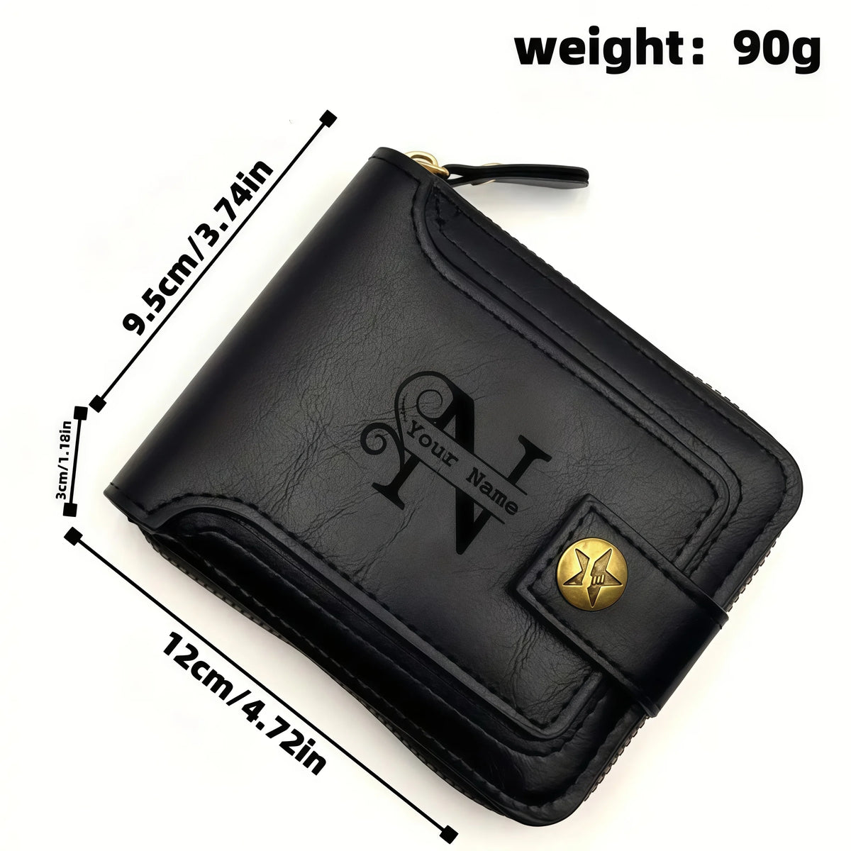 Personalized  PU Leather Chain Short Wallet For Man, Engraved Name&Text Bifold Stylish Brown Wallet For Man Valentines Birthday