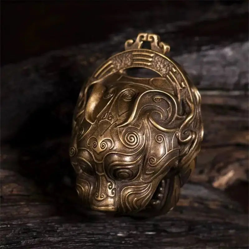 Lucky Tiger Head Bell in Pure Copper - Traditional Chinese Feng Shui Door Decor, Portable Charm & Creative Gift Idea
