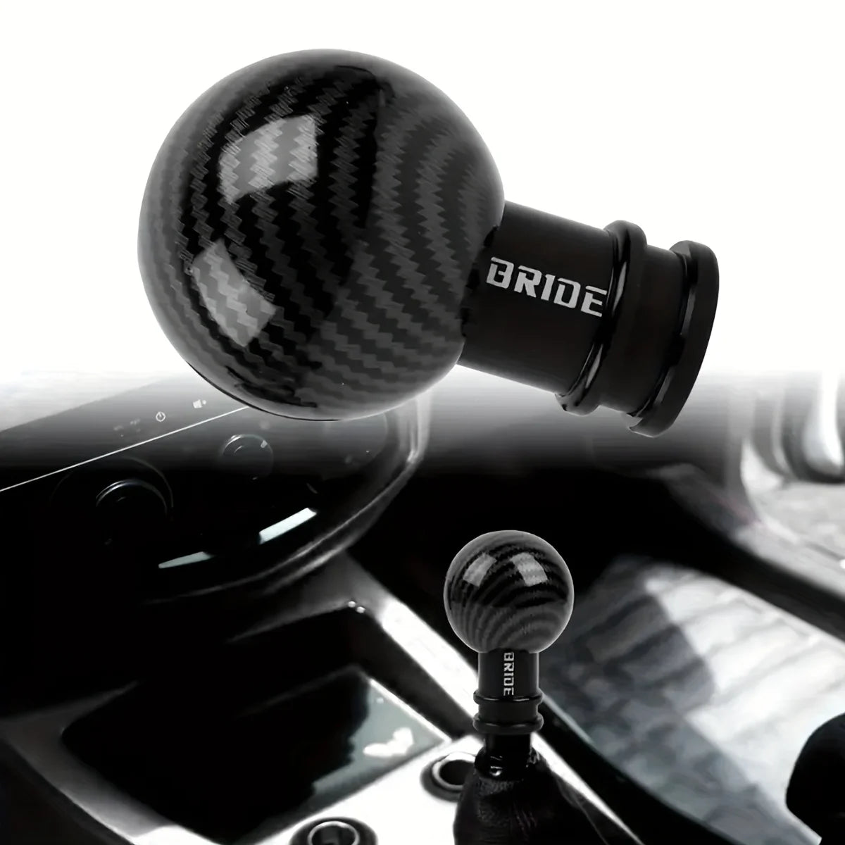 1 Piece of Car Interior Modification Gear Shift Knob, Universal for Car Gear Shift Heads, Carbon Fiber Shift Knob, Round Gear Le