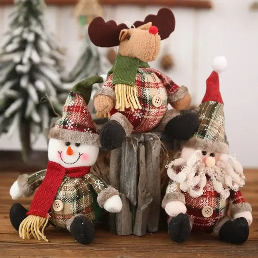 3pcs Santa Claus Elk Snowman Doll Xmas Gifts 2025 Merry Christmas Decorations for Home Happy New Year Christmas Decorations