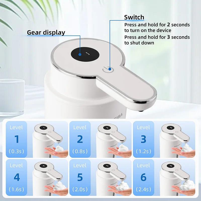 500ML Large Capacity Digital Display Touchless 6-Gears Adjustable Foam/Liquid Infrared Induction Automatic Sensor Soap Dispenser