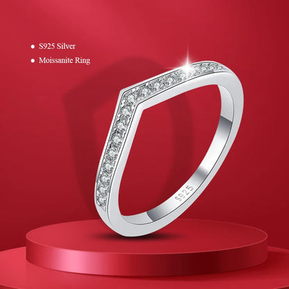 Pass Diamond Tester Pen Moissanite Ring Full Moissanites Around for Women S925 Silver Wedding Diamonds Band Stackable Ring