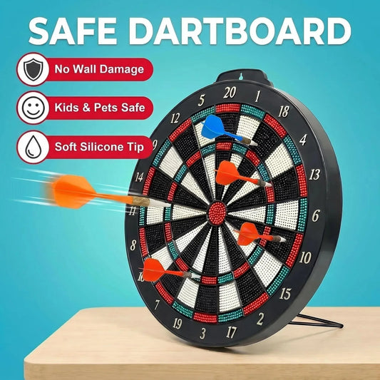 DartVibe Safety Dart Board Set with 6 Soft-Tip Darts Desktop Dartboard for Family Indoor Games Training Toy Party Game Gift