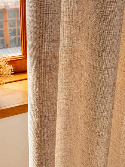 Japanese cotton and linen textured natural wood and linen gauze sling curtains bedroom, living room, balcony gauze curtains