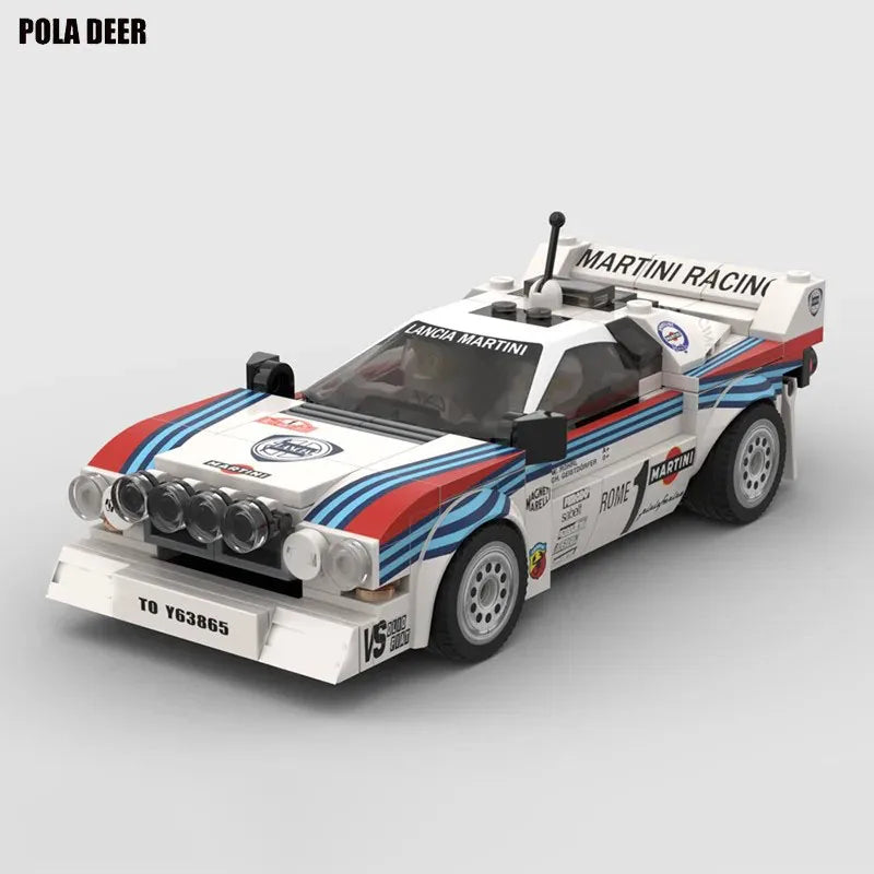 Poladeer 244PCS DIY MOC-Lancia 037 Martini Rally Car Building Blocks DecompressionSmall Particles Toy Assembly Puzzle Model Gift