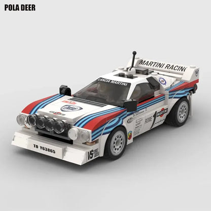 Poladeer 244PCS DIY MOC-Lancia 037 Martini Rally Car Building Blocks DecompressionSmall Particles Toy Assembly Puzzle Model Gift