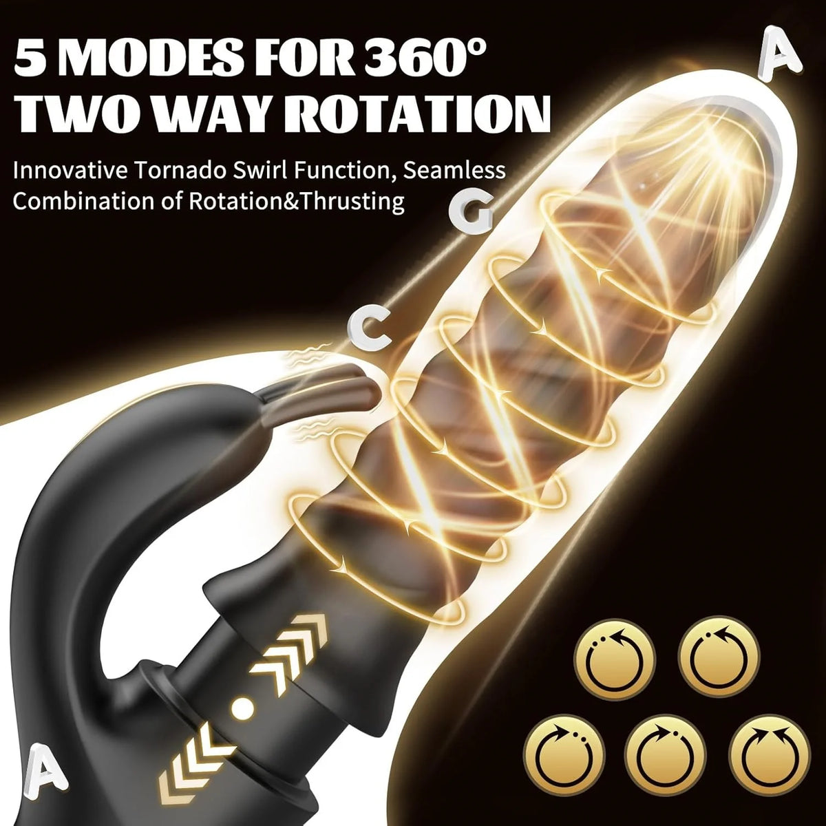 KUSHOR Thrusting G Spot Rabbit Vibrator Clitoral Stimulator 360° Swirl Up Down Thrust 5 Swirling Modes Adults Sex Toys for Women