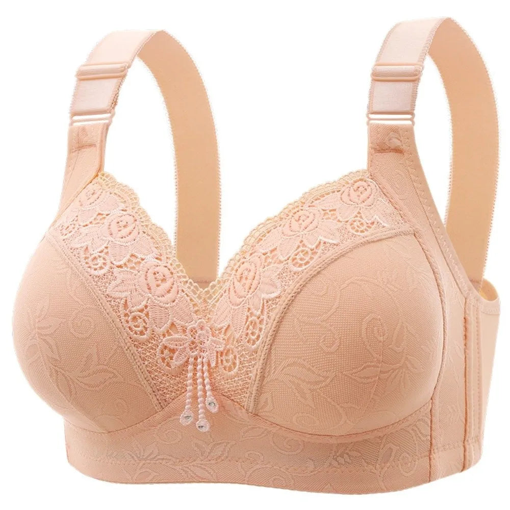 Plus Large Size Elderly Mothers Lace Bra Close-fitting Gathering Anti Sagging Lace Women's Underwear Lingerie Shockproof