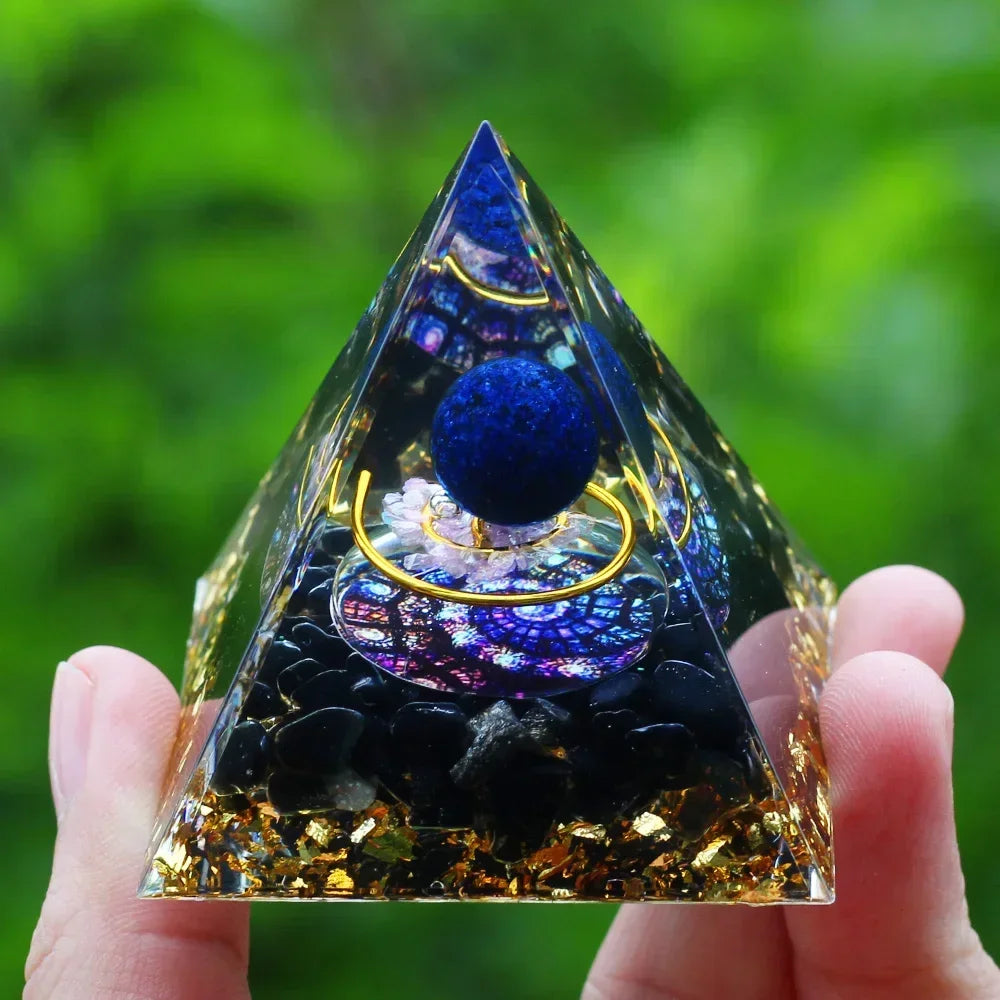 Energy Pyramid Orgonite Reiki Natural Amethyst Ball Healing Crystals Chakra Tool Ornaments Resin Stones Craft Kids Gift