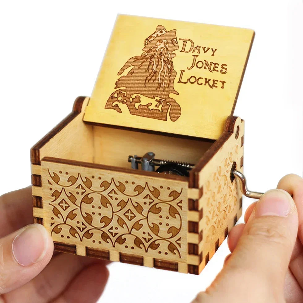 Wooden Anime Figure Music Box Pirates of the Carib Davy Jones Jack Sparrow Creative Birthday Christmas Day Gift