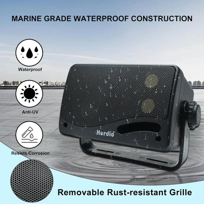 Herdio 3.5‘’ Outdoor Speakers Passive Wired Waterproof 200W 3 Way Premium Mountable Wall Mount Speakers With Superior Sound 2PCS