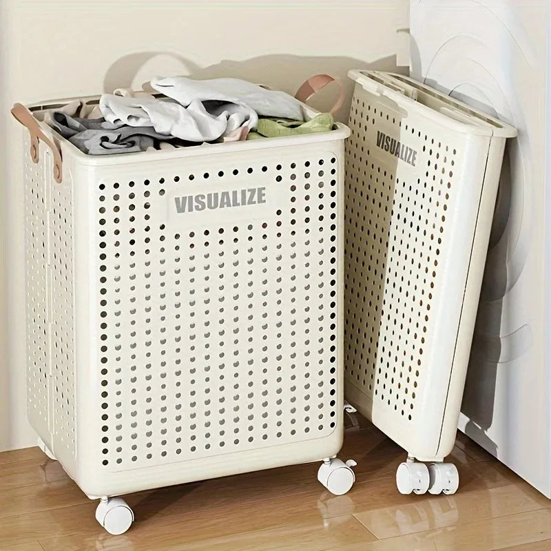 Extra Large Wheeled Folding Laundry Basket Breathable Large Capacity with Handles Suitable For Families Hotels and Dormitories