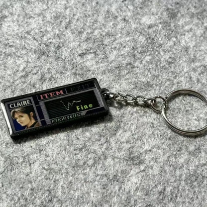Resident Evil 2 Keychain: PS1 Game, Claire FINE Health Status Bar Gamer Gift, Nostalgic Keychain