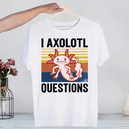 I AXOLOTL QUESTIONGS Children Boy Girl T shirt 2026 New Summer Short Sleeve T-Shirt Cute Style kidS casual SPORTS Tops