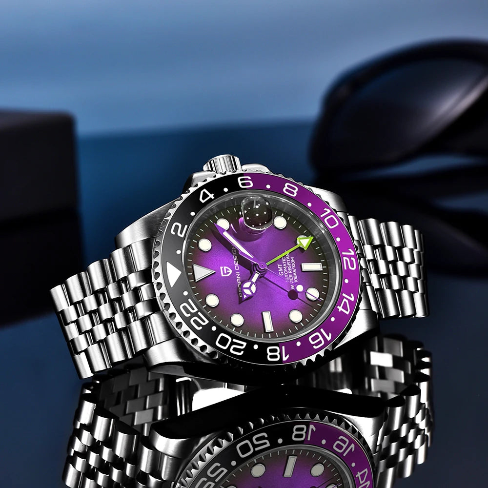 PAGANI DESIGN New Men Watch GMT Mechanical Wristwatch 40mm Automatic Watch Stainless Steel Waterproof Business Watches for Man