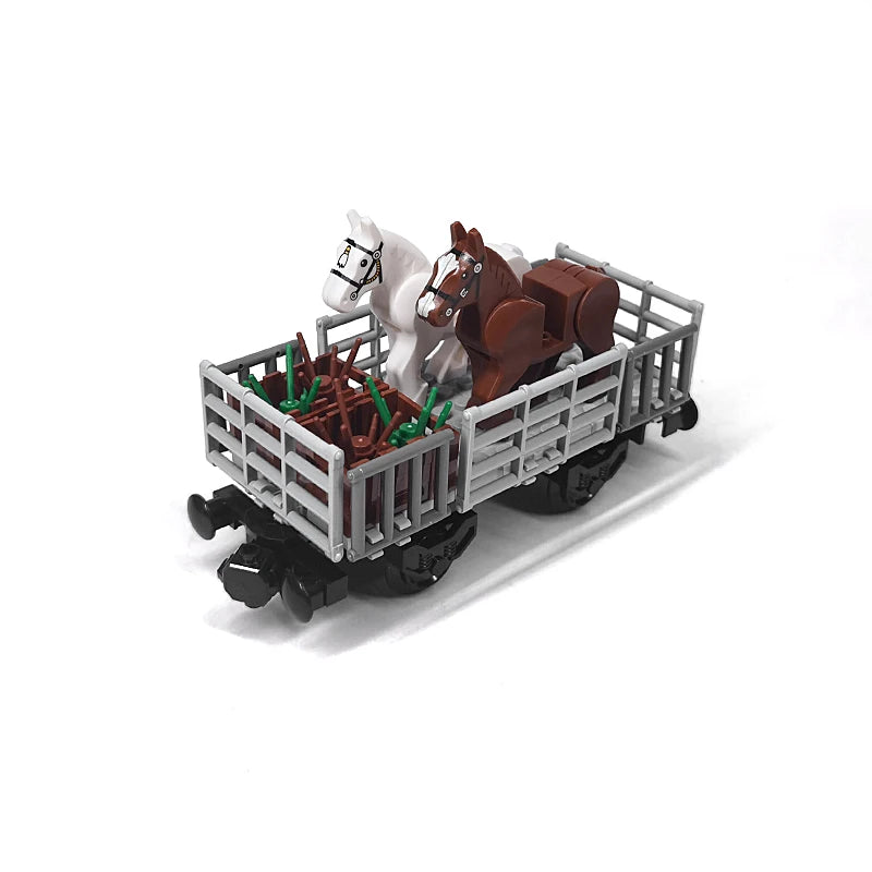MOC Train Carriage Model, Rail Transport Vehicle, Coal Transport Vehicle, Rail Lift Pole Indicator Light, Train Accessories