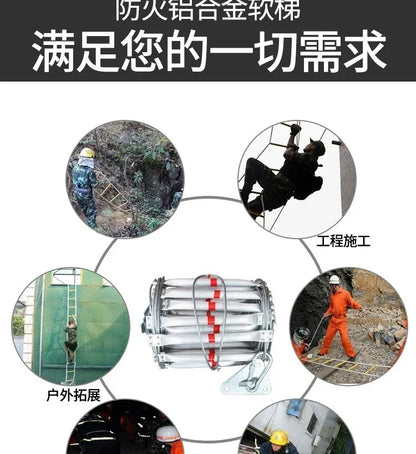 Durable3M Soft Rope Ladder Household Wire Rope Aluminum Alloy Rope Ladder Construction Operation Soft Ladder