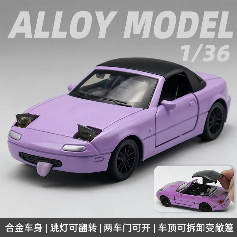 1:36 MX-5 MX5  RX7 R34 Series alloy car model with openable door convertible sports car boy pull-back toys as gifts as ornaments